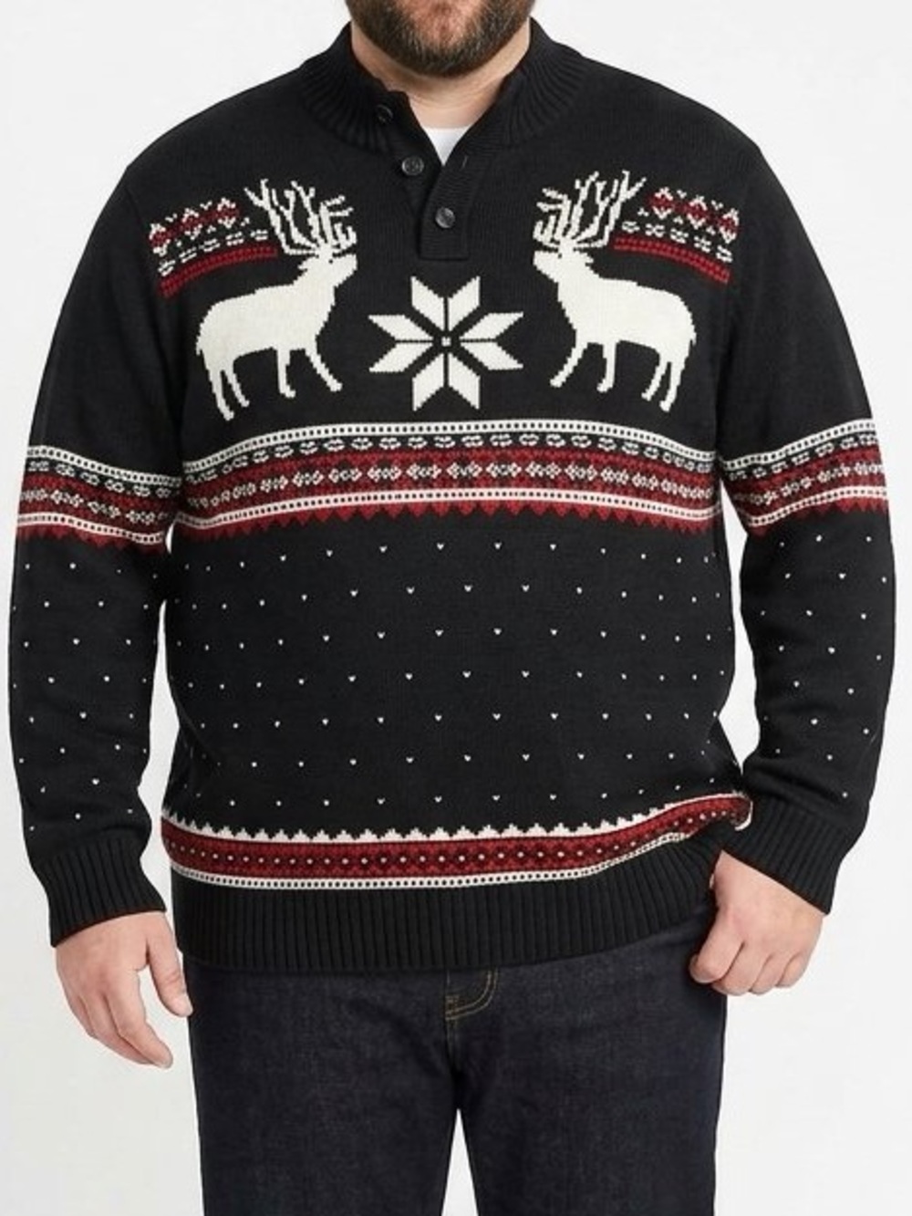 Holiday Chaps by Ralph Lauren Black Fair Isle Reindeer Sweater NWT Sz-XXL. WNTR